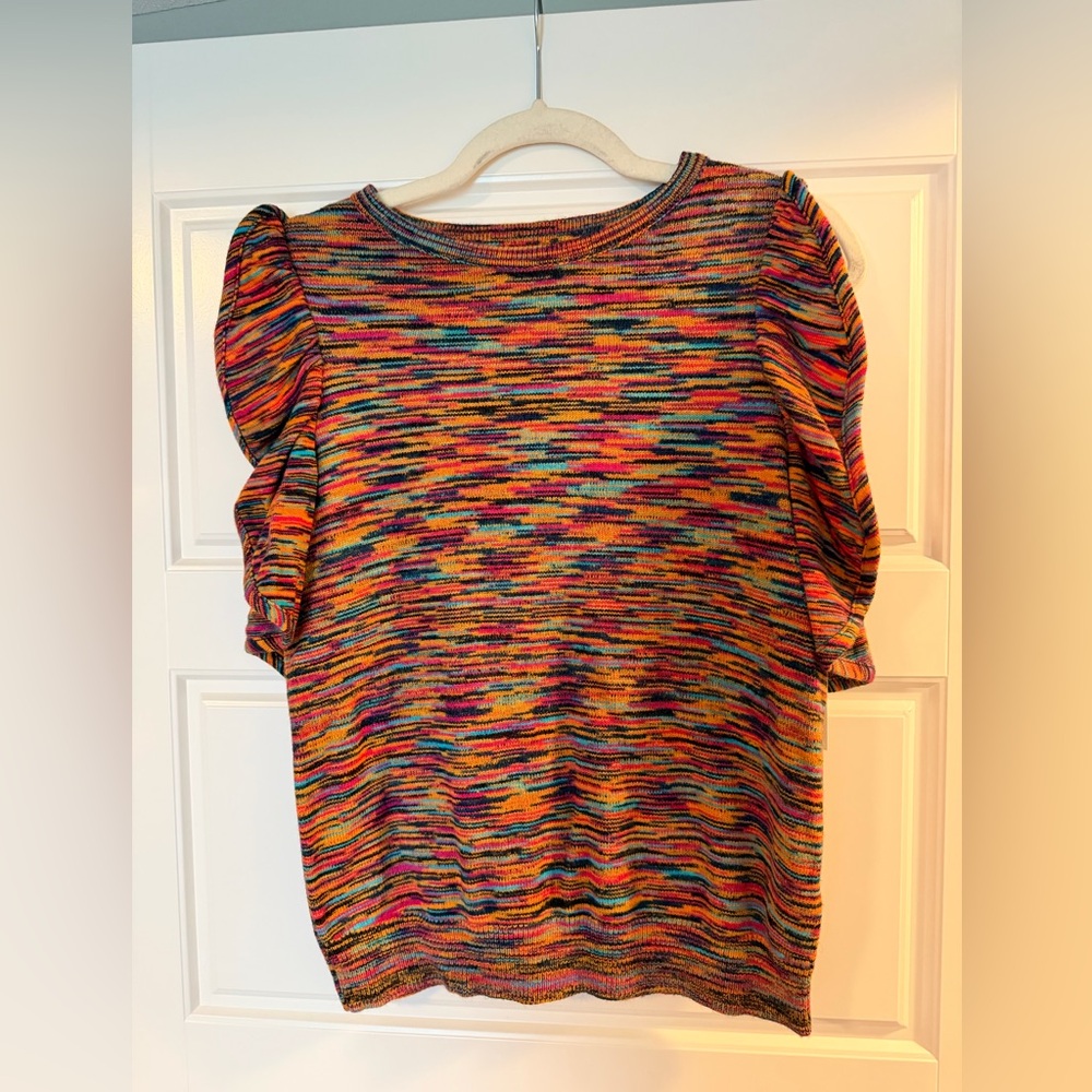 Anthropologie sz M Soace dye sweater knit Ruffle Sleeve Knit Top